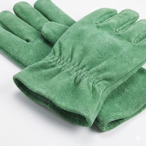 Green Leather Work <b>Gloves</b> Durable Anti-Slip Straight Cuff General Purpose Safety <b>Gloves</b> - Product Image 2