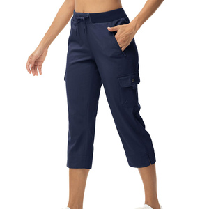 Pantalones Capri Cargo para Mujer, Ligeros, Corte Holgado, 3/4 de Longitud, Deportivos, Transpirables, con Múltiples Bolsillos - Product Image 1