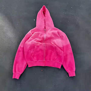 KIVOTECH Sweat à capuche zippé 100 % coton pour homme, motif uni, impression personnalisée, effet délavé soleil, polaire, style urbain pour homme - Product Image 6
