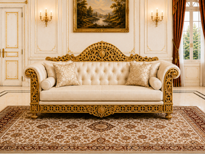 Premium Gold Leaf Finished 8 Seater Sofa Set with Intricate Floral Carving Hot Selling Living Room Furniture Classic <b>Seating</b> Set - Product Image 2
