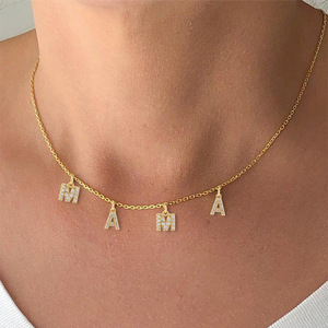 MAMANALOVE High-End <b>Choker</b> Collarbone Chain European American <b>Cross</b>-Border Fine Pendant Charm English Letter Necklace Niche - Product Image 1