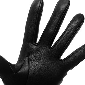 Guantes de cuero para conducir en negro y dorado - Product Image 4