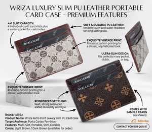 Wriza Retro Luxury Slim PU Leather <b>Card</b> <b>Holder</b> Women Multi Slot Portable Credit <b>Card</b> Case Fashion Floral Print Wallet Female - Product Image 3