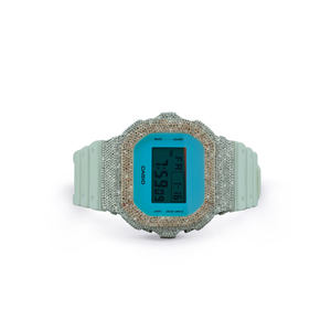 Montre de luxe élégante et tendance, entièrement sertie de diamants Moissanite, avec boîtier en acier inoxydable et bracelet en caoutchouc noir - Product Image 3