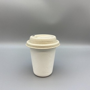 แก้วกาแฟไฟเบอร์ขึ้นรูปใหม่พร้อมฝาปิดแบบใช้แล้วทิ้ง ขนาด 80 มม. แก้วเครื่องดื่มร้อนแบบนำกลับบ้าน ผู้ผลิต OEM ขายส่ง - Product Image 1