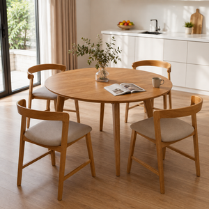 Ensemble de salle à manger rond en teck durable et écologique ARTERRA, table et 4 chaises modernes pour la maison, l'hôtel, la villa, le restaurant - Product Image 6