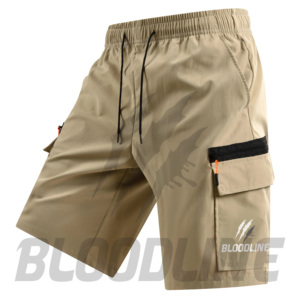 BLOODLINE Men's Orange <b>Cargo</b> <b>Shorts</b> Mid Waist Drawstring Quick Dry Casual Sport <b>Shorts</b> with Pockets - Product Image 2
