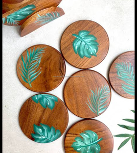 Posavasos de Resina de Madera para Mesa de Fiesta, Accesorios de Cocina para el Hogar, Artesanías Indias - Product Image 2
