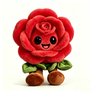 Peluche de rosa roja, lindo peluche de rosa sonriente, peluche de flor kawaii, peluche de rosa antropomórfico, regalo de San Valentín - Product Image 4
