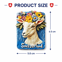 Aimant de réfrigérateur personnalisé en résine 3D, chèvre suisse, impression UV, autocollant animal pour réfrigérateur, cadeau de voyage, souvenir artisanal