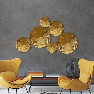 Moderno y Lujoso Juego de Arte Mural Metálico con Diseño de Rayos de Sol Dorados, Decoración de Pared Circular con Textura 3D para Sala de Estar, Dormitorio, Interiores Boho - Product Image 2