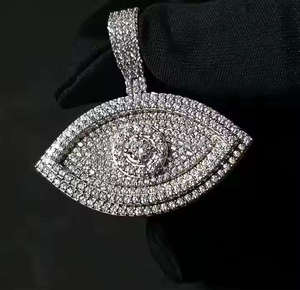 Colgante de plata 925 con moissanita, corte brillante redondo, estilo Iced Out, unisex, joyería hip hop para fiesta - Product Image 1
