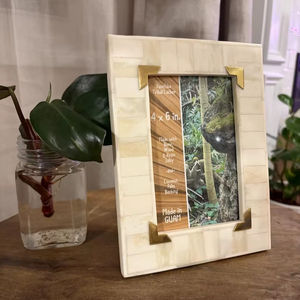 Marco de fotos con incrustaciones de hueso al por mayor, calidad de exportación, artesanía - Product Image 1