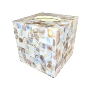 Handmade Wooden Tissue Box with Mother of Pearl Inlay for Home Decor - Product Image 2