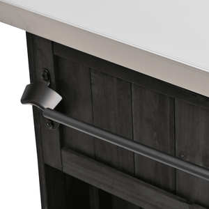 Isola da Cucina per Esterni in Legno di Abete con Piano in Acciaio Inox, Ampio Spazio di Stoccaggio, Portasciugamani e Portaspezie per Bottiglie - Product Image 1