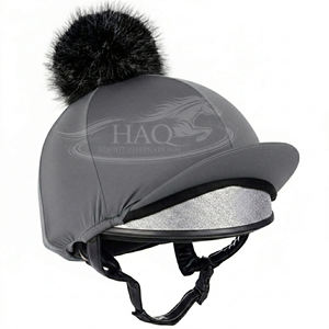 Housse de casque d'équitation en fausse fourrure avec pompon, extensible, pour l'hiver, en soie, pour la compétition équestre - Product Image 6