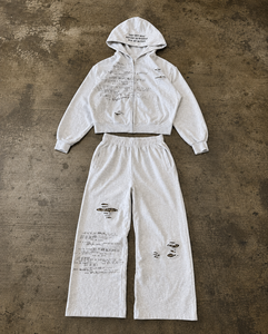 Custom Eco-Friendly Black Vintage Wash Zip <b>Hoodie</b> Jogger Set for Streetwear <b>Lightweight</b> Cotton Fleece Quick-Dry Breathable Logo - Product Image 4