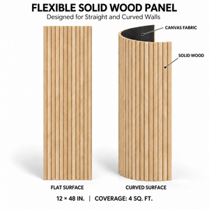 Paneles de Pared de Madera Maciza Minimalistas con Diseño de Rayas para Decoración de Interiores, Paneles de Pared Flexibles de Madera Maciza - Product Image 2