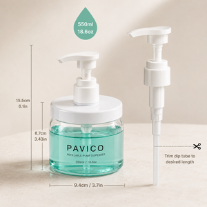 ขวดปั๊มแบบเติมได้ทรงกลม PET 550 มล. สีขาวใส พร้อมหัวปั๊มสำหรับสบู่ล้างมือ สบู่ล้างจาน แชมพู ผลิตจากโรงงานในเวียดนาม - Product Image 3