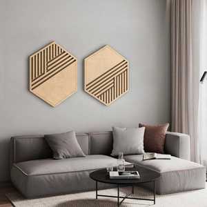 Panneau mural en bois géométrique moderne, décoration murale en bois artisanale pour salon, chambre et décoration intérieure - Product Image 1
