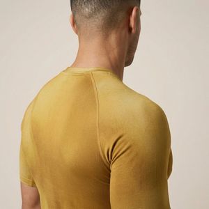<b>Men's</b> Gradient <b>Yellow</b> Short Sleeve Compression <b>T</b>-<b>Shirt</b> Slim Fit Quick Dry Sporty Athletic Wear O-Neck Knitted Polyester - Product Image 4