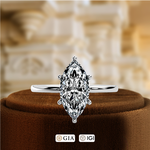 Bague de fiançailles en diamant de laboratoire taille marquise 1 carat, bague de mariage en or 14 carats avec halo caché, bague solitaire de mariée, bague en diamant vintage - Product Image 3