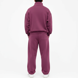 Conjunto de Sudadera y Pantalones de Chándal de Forro Polar para Hombre, con Media Cremallera, Pierna Ancha, Puños Acanalados, Personalizable, OEM, Proveedor Mayorista - Product Image 2