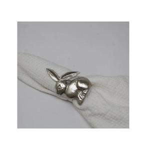 Vente en gros de porte-serviettes modernes en aluminium argenté en forme de lapin, durables, écologiques, pour Pâques, mariage, décoration de table d'hôtel, usine OEM. - Product Image 1
