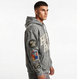 Sudadera con capucha de forro polar para hombre al por mayor, con cremallera completa, bordado personalizado, de algodón 100% pesado, corte holgado y hombros caídos - Product Image 4