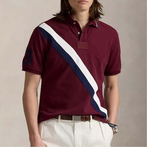 Colección 2026 de Camisas Polo a Rayas Marrón y Azul con Botones en Verde Espuma de Mar para Hombre, Conjunto de Ropa Casual Deportiva Elegante para Verano - Product Image 1