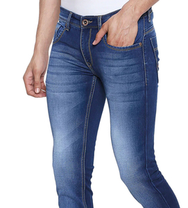 Jeans en denim slim fit pour homme de haute qualité, couleur personnalisée, multi-poches, style décontracté, meilleure qualité, pantalon bleu foncé, décoration avec logo - Product Image 4