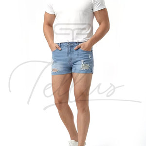 Shorts en jean pour hommes OEM en gros, respirants, séchage rapide, longueur genou, fermeture boutonnée, tendance, grandes tailles, été, noir, gris, décontractés - Product Image 3