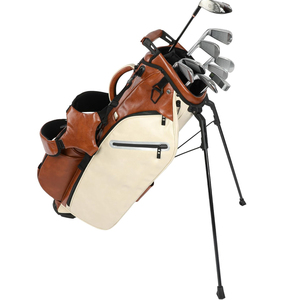Luxury handmade genuine leather <b>golf</b> bag for professional golfers high capacity travel <b>golf</b> bag with multiple pockets - Product Image 3