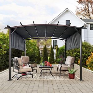 Auvent d'ombrage rétractable de 12x9 pieds Pergola extérieure à cadre en acier pour patio jardin terrasse abri soleil pour jardins terrasses - Product Image 1
