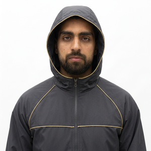 Chándal con Capucha para Hombre, Cortavientos, Manga Larga, Color Sólido, Poliéster, Informal, para Otoño, con Bolsillos Laterales, Cierre con Cordón, Reversible - Product Image 4