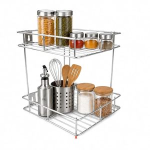 Estante de Almacenamiento Metálico Moderno para Montar en la Pared, Organizador de Cocina de Dos Niveles - Product Image 2
