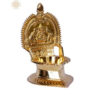 โคมไฟทองเหลือง gajalakshmi ทำด้วยมือขนาด5นิ้วสำหรับตกแต่งบ้านและดีไซน์เนอร์วัดสำหรับ Puja - Product Image 4