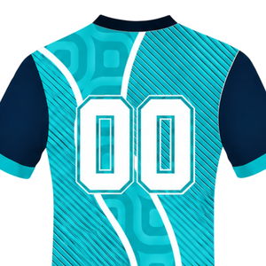 Camiseta de Rugby Azul Turquesa de Manga Corta con Cuello en V, Uniforme de Equipo Geométrico Personalizado, Ropa Deportiva Transpirable para Entrenamiento - Product Image 4