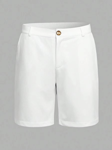 Pantalones cortos de traje para hombre, ropa deportiva informal, elegante y juvenil, pantalones cortos de estilo americano vintage de color puro, pantalones cortos ligeros para entrenamientos en casa - Product Image 1