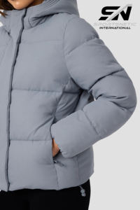 Abrigo Acolchado de Invierno Extra Grande, Unisex, con Capucha, Impermeable, Transpirable, Ecológico, Personalizado, de Nailon Oxford con Cierre, Color Sólido - Product Image 4