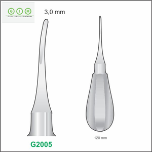 เครื่องมือถอนรากฟันปลายโค้ง ขนาด 4.0 มม. ทำจากสแตนเลส 420 ด้ามจับแบบกลวง ยาว 140 มม. สามารถนึ่งฆ่าเชื้อและนำกลับมาใช้ใหม่ได้ - Product Image 2