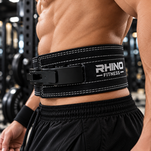 Cinturón de Levantamiento de Pesas Rhino Fitness de Neopreno Negro con Soporte Lumbar Ajustable y Hebilla de Palanca para Adultos - Product Image 4