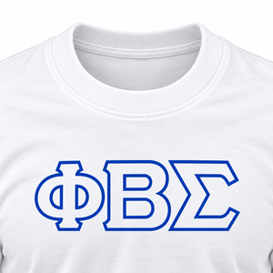 Phi Beta Sigma <b>White</b> <b>Long</b> <b>Sleeve</b> Tee <b>Shirt</b> with Blue Outline Greek Letter Design O Neck Ribbed Cuffs Unisex Greek Fraternity - Product Image 5