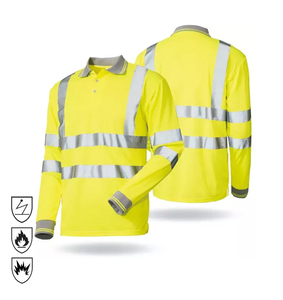 เสื้อโปโลสะท้อนแสงแขนยาวสำหรับผู้ชาย สีเหลืองส้ม ระบายอากาศได้ดี เหมาะสำหรับงานเหมือง พร้อมปักโลโก้ตามสั่ง - Product Image 2