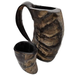 Jarra de Cuerno Vikinga de Alta Calidad para Beber, Taza de Cuerno para Bodas y Restaurantes, Jarra de Cerveza con Vaso de Chupito para Whisky - Product Image 5