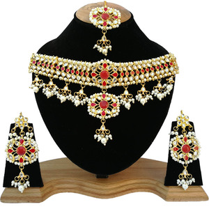 ชุดเครื่องประดับเจ้าสาวอินเดียแบบคลาสสิกชุบทองคำคุณภาพสูง ดีไซน์รูปพระจันทร์ประดับเพชรซิร์คอน สำหรับงานหมั้น งานแต่งงาน และงานเลี้ยง  ทันสมัยสำหรับผู้หญิง - Product Image 1