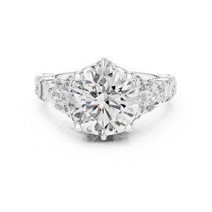 Anillo de Lujo con Diamante Cultivado en Laboratorio de 2.5CT, Oro Rosa de 18KT con Baño de Rodio, Piedras Laterales de 1.5CT, para Compromiso, Boda, Fiesta, Uso Formal - Product Image 5