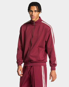 Ensemble de survêtement 2 pièces pour homme, personnalisé, bordeaux, avec sweat à capuche zippé et pantalon de jogging à rayures, respirant, vêtements de sport - Product Image 3