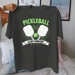 Camiseta Informal de Punto con Estampado para Mujer, 100% Algodón, Ajuste Cómodo, para Pickleball Therapy - Product Image 2