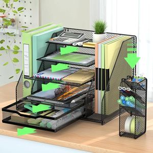 ชุดจัดระเบียบถาดจดหมาย5ชั้นพร้อมอุปกรณ์เสริมชุดอุปกรณ์จัดระเบียบเดสก์ท็อปและลิ้นชัก - Product Image 1